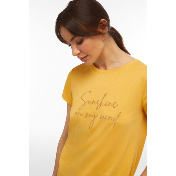 FREDDY T-shirt donna in jersey modal con ricamo dorato - S4WSLT11-Y38