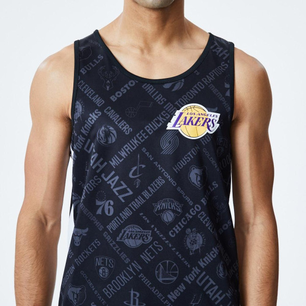ESAURITO New Era Los Angeles Lakers T Shirt/Tanktop NBA AOP Tank Black - 12195414