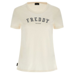 FREDDY T-shirt girocollo in jersey con stampa college glitter - F3WTRT2-W66