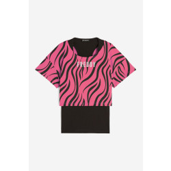 FREDDY Set canotta+t-shirt cropped da donna con stampa zebrata - S4WMVT5-NANI81