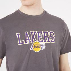 New era LA Lakers NBA Throwback Graphic Grey T-Shirt -12869848